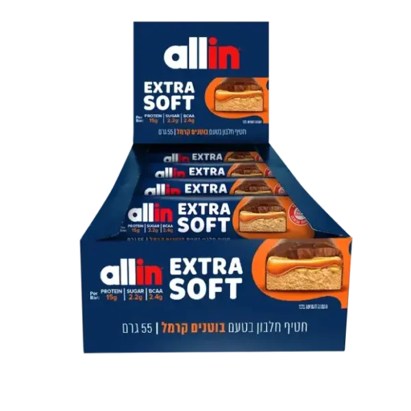 6 יח' חטיפי אול אין אקסטרה סופט ALL IN שוקולד קרמל בוטנים