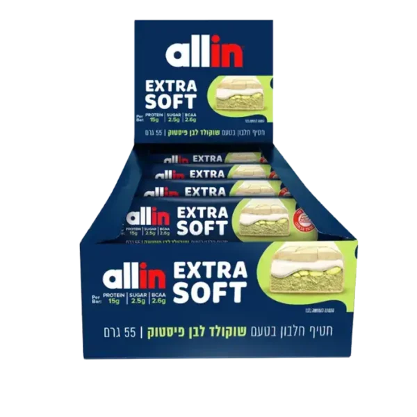 6 יח' חטיפי אול אין אקסטרה סופט ALL IN שוקולד לבן פיסטוק