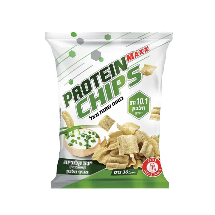 6 יח' צ'יפס חלבון פרוטאין מקס 36 גרם Protein Maxx Chips כשר חלבי בטעם שמנת בצל